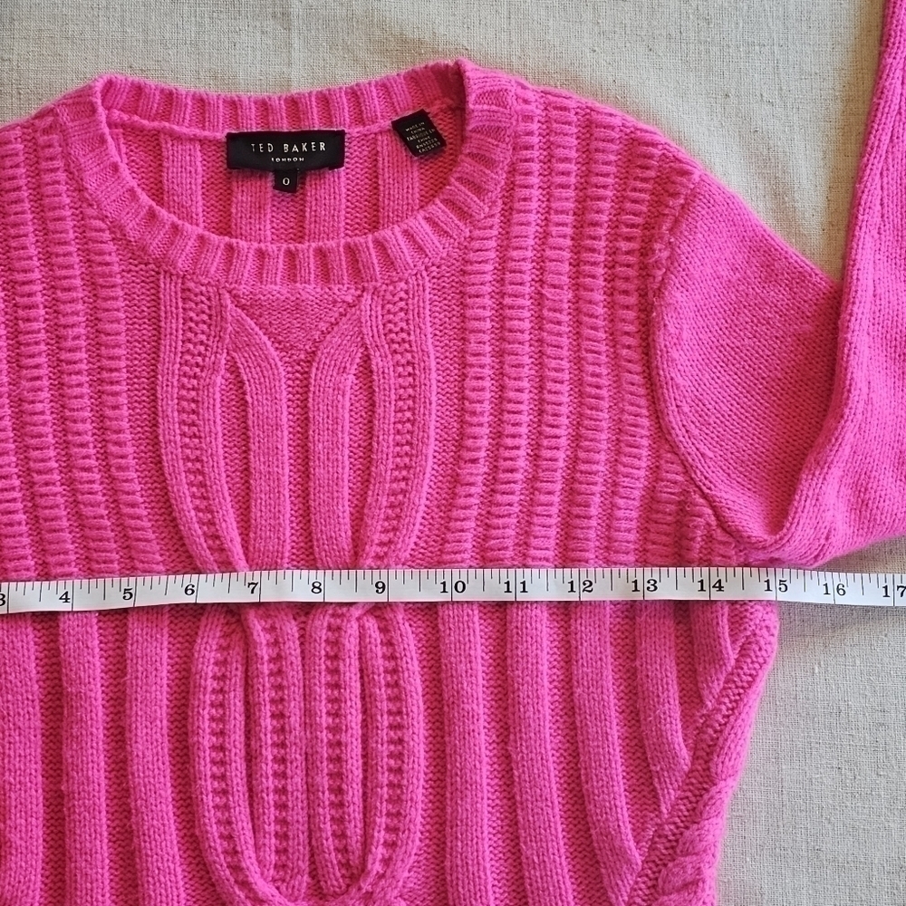 Ted Baker Daisuma Cable Knit Sweater Hot Pink Size 2 - Picture 13 of 16